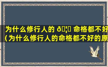 为什么修行人的 🦆 命格都不好（为什么修行人的命格都不好的原因）